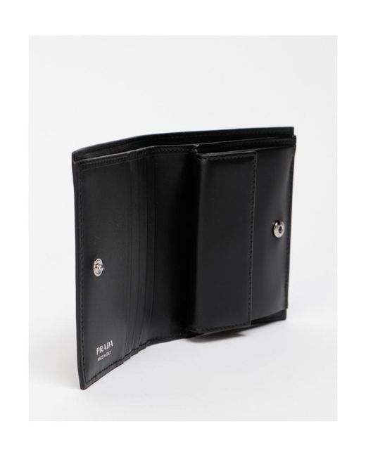 Prada Black Logo Plaque Bi-Fold Wallet