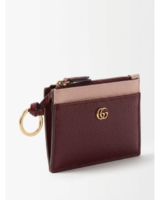 Gucci Purple Bi-Color Gg Marmont Zip Key Pouch