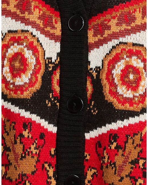 Farm Rio Red Jacquard-Knit Cardigan