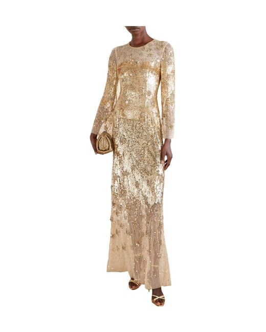 Jenny Packham Natural Galactic Embellished Tulle Gown