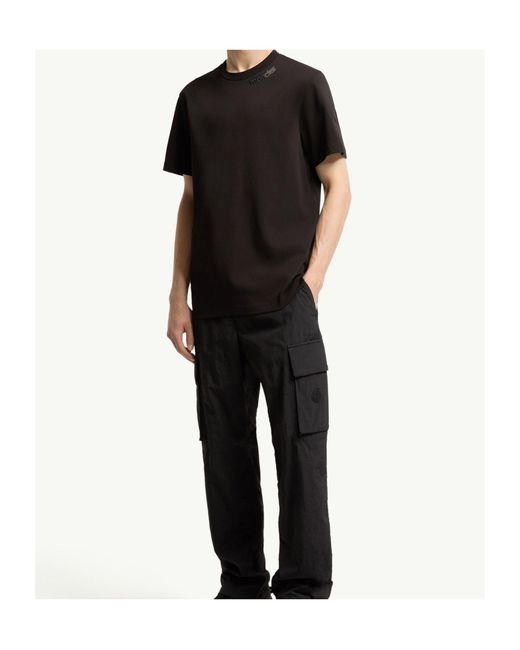 Moncler Black Logo-Embroidered T-Shirt for men