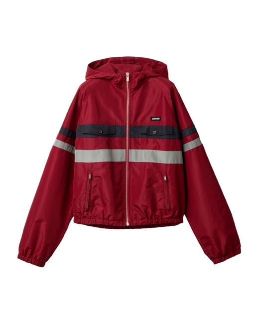 Miu Miu Red Technical Fabric Blouson Jacket