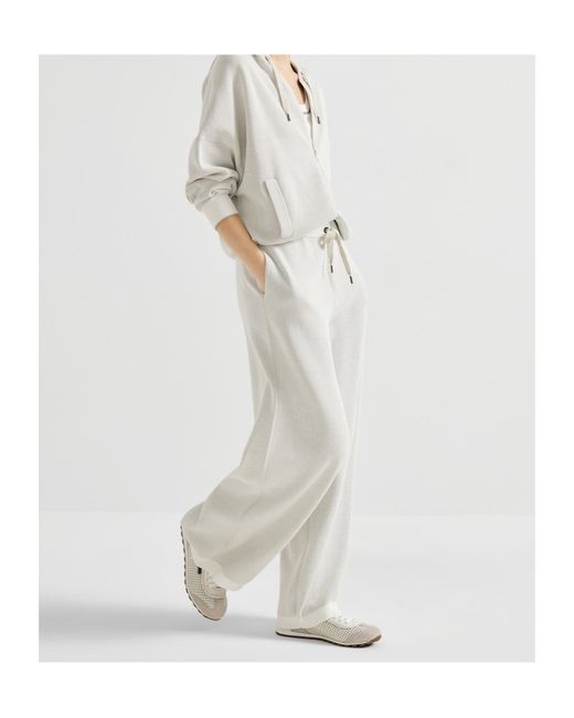 Brunello Cucinelli White Drawstring Palazzo Pants
