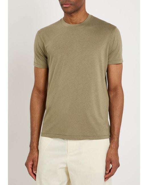 Tom Ford Green Logo-Embroidered Jersey T-Shirt for men