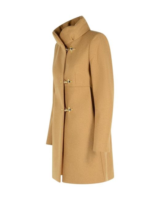 Fay Natural Hook-Closure Wool Coat
