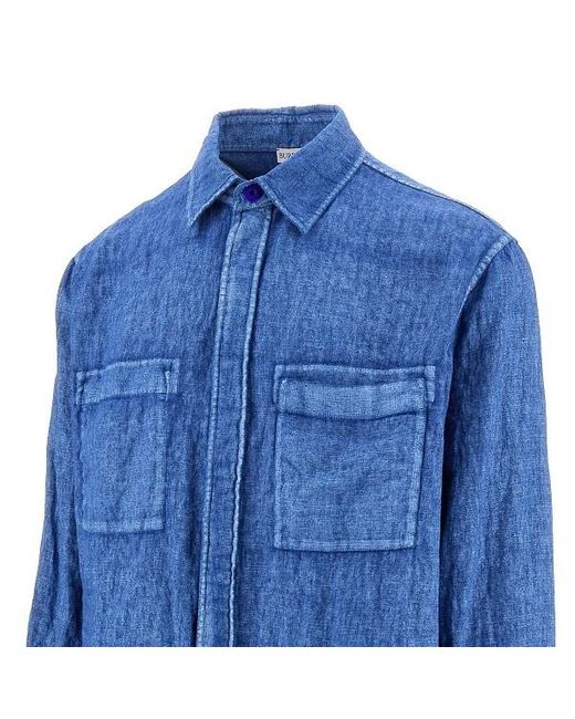Burberry Blue Long Sleeved Denim Shirt for men