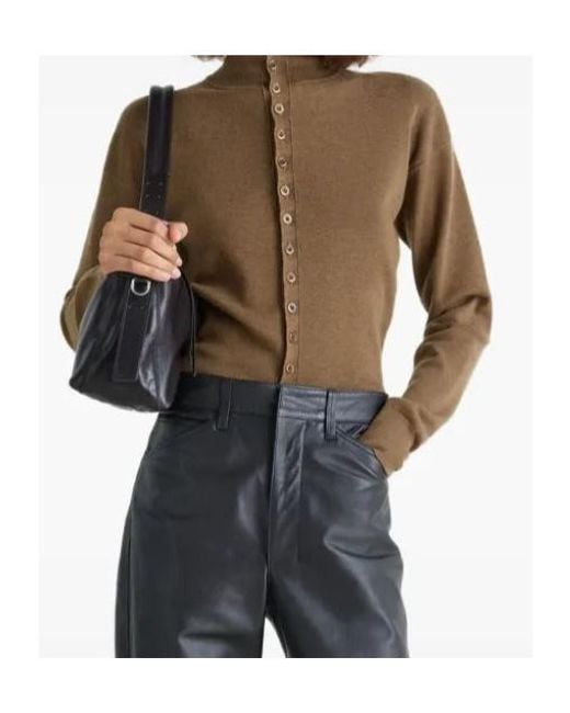 Lemaire Brown Turtleneck Buttoned Cardigan