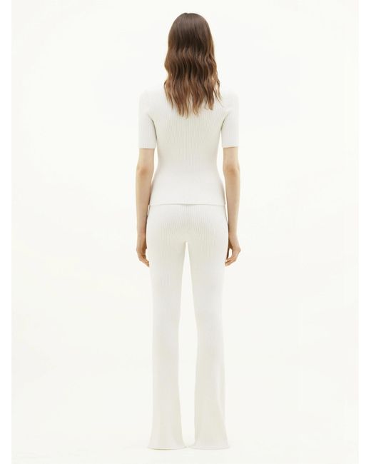 Courreges White Ribbed-Knit Flared Trousers