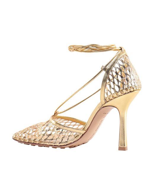 Bottega Veneta Metallic Stretch Lace-Up Sandal