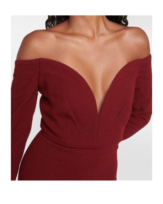 Roland Mouret Red Off-Shoulder Midi Dress