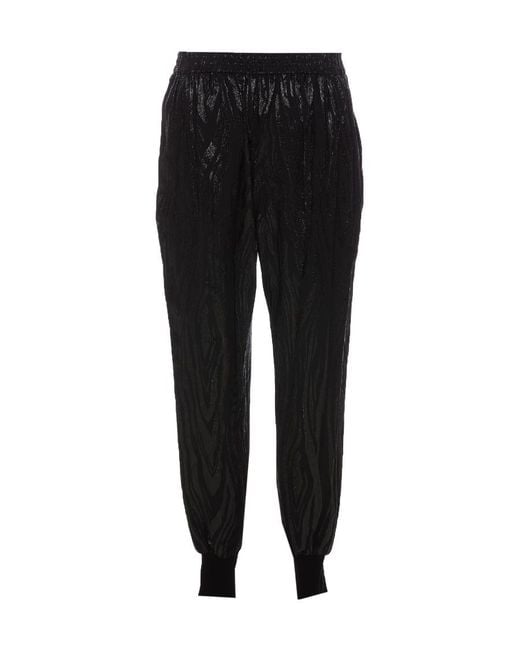 Stella McCartney Black Wood-Grain Effect Metallic Tapered Trousers