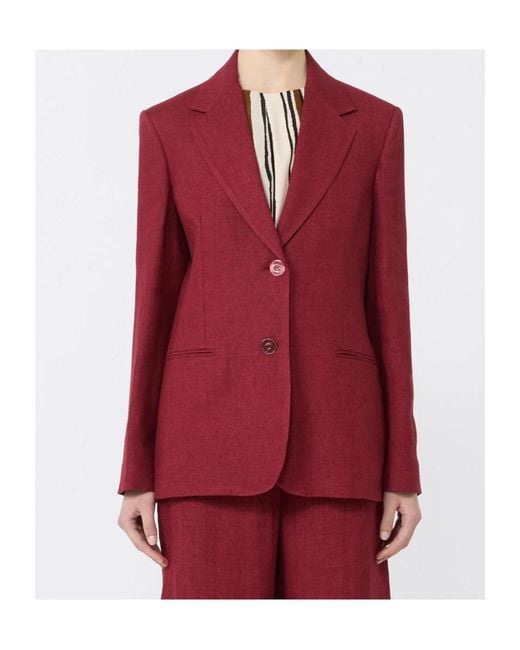 Max Mara Red Studio Bello Single-Breasted Blazer