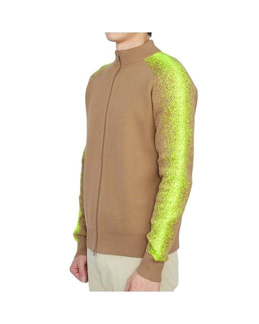 Herno Green Zip-Up High Neck Cardigan for men