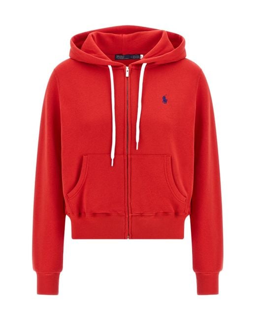 Polo Ralph Lauren Red Zip-Up Drawstring Hoodie