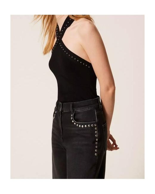 Twinset Black Halterneck Knitted Top