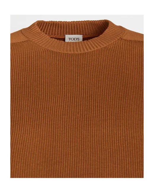 Tod's Brown Crew Neck Knitwear for men