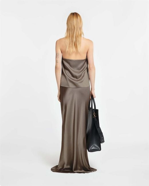 Nanushka Brown Neline Draped Slip Satin Top