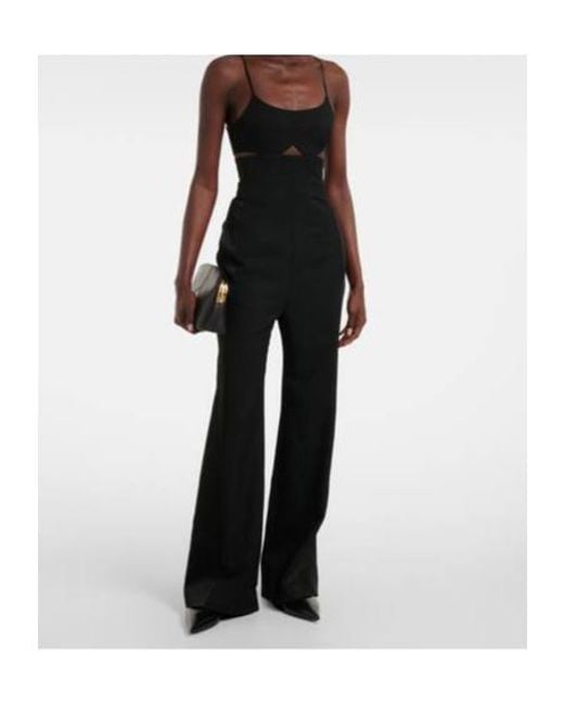 Victoria Beckham Black Cami Cutout Crêpe Satin Jumpsuit