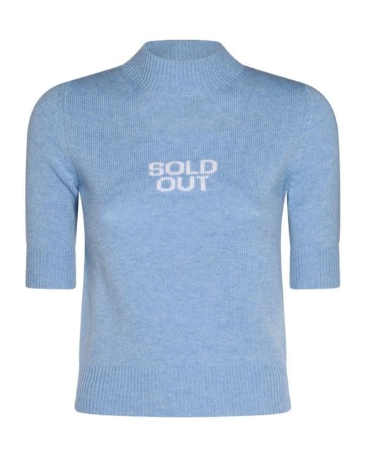 Sportmax Blue Mock Neck Short-Sleeved Jumper