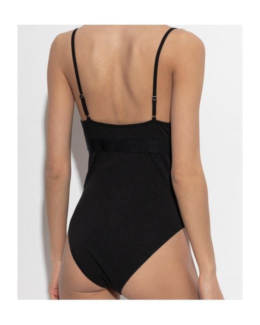 Moschino Black Logo Strap Bodysuit