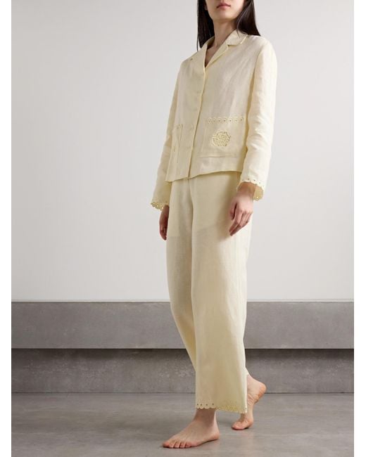 Sleeper Natural Sofia Embroidered Linen Shirt