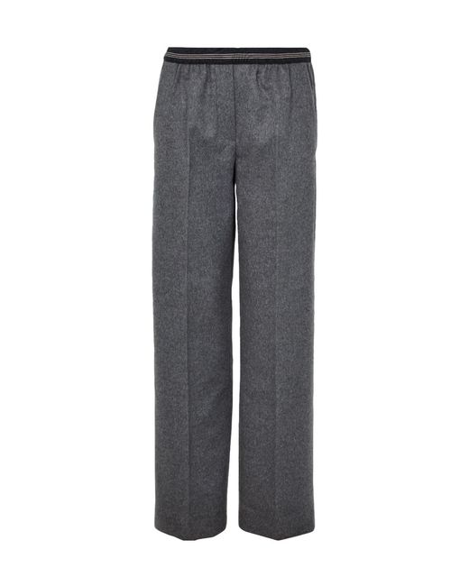Miu Miu Gray Wool Pants With Drawstring