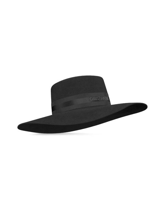 Dior White Logo Band Wide-Brim Hat