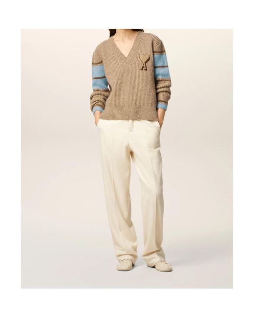 AMI Natural Ami De Coeur Logo Patch College Jumper for men