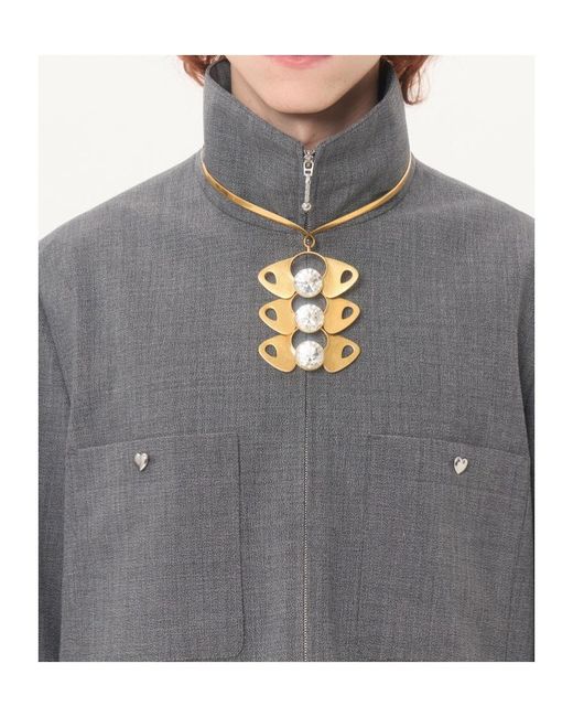 Valentino Gray Zip-Up High Neck Jacket for men