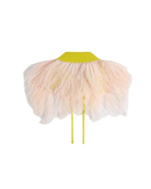 LaDoubleJ Yellow La Doublej La Scala Feather-Trim Tied Shirt Collar
