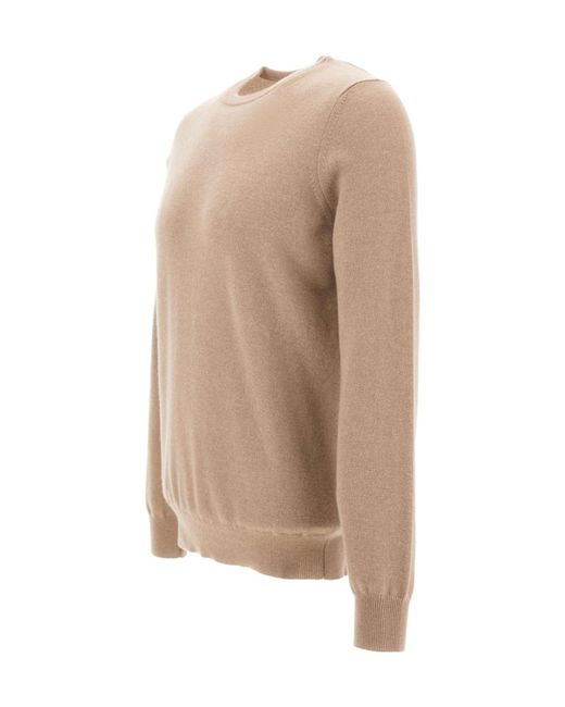 Kangra Cashmere White Kangra Crew Neck Knitted Sweater for men