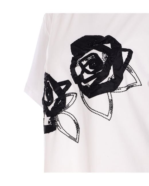 Max Mara White Floral-Print T-Shirt