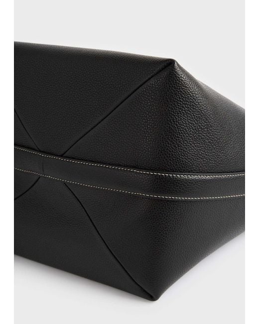 Totême Black Medium Belted Grained-Leather Tote Bag