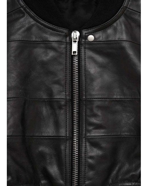 Rick Owens Black Hollywood Girdered Cropped Bomber Jacket