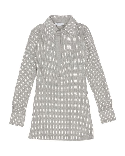 The Attico Gray The Embellished Long-Sleeved Dress