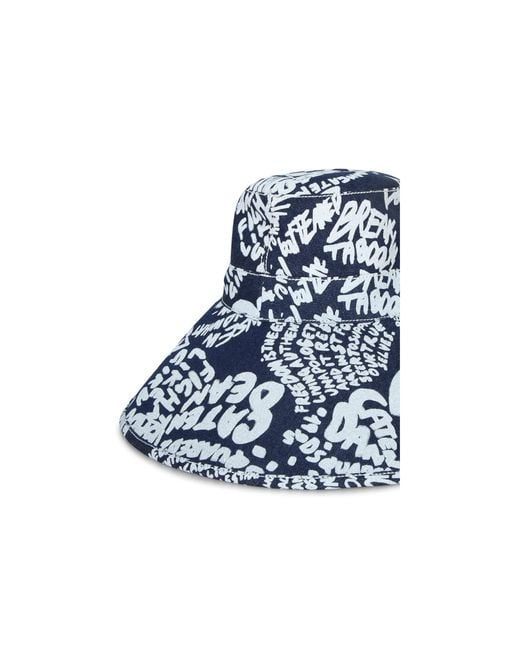 DSquared² Blue Allover Print Wide-Brim Hat