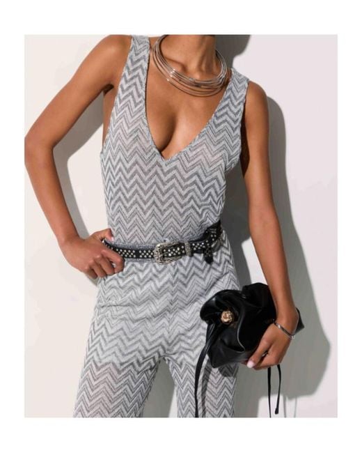 Liu Jo Gray Chevron Knit Top