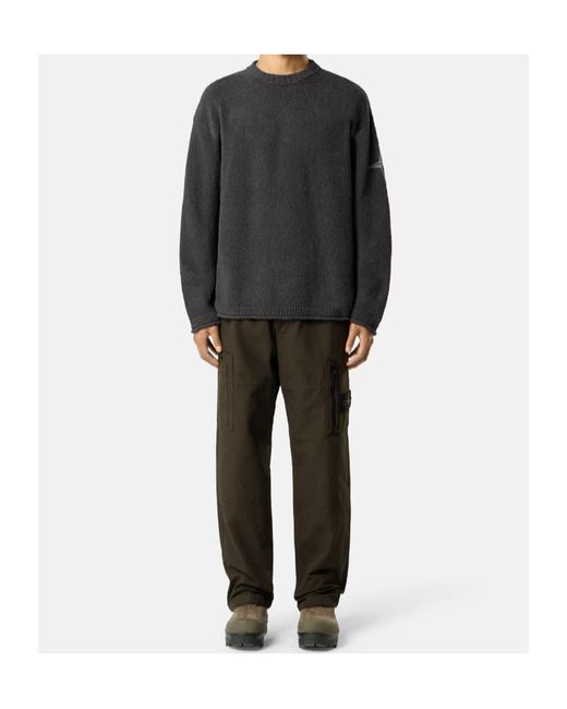 Stone Island Gray Loose-Fit Crewneck Jumper With Needle-Punched Star for men