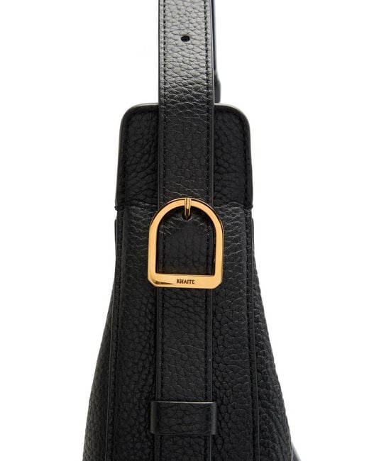 Khaite Black Augustina Grained Leather Shoulder Bag