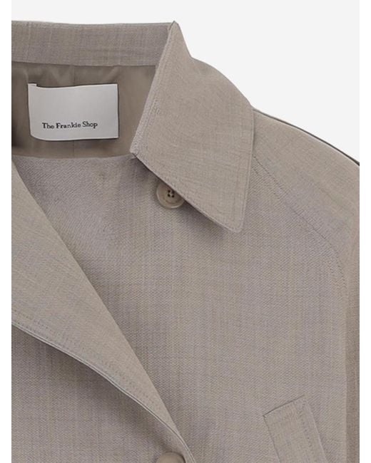 Frankie Shop Gray Cropped Double-Breasted Coat