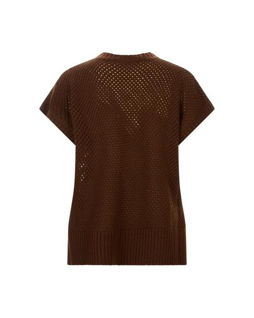 Max Mara Brown Studio Mststrillo Crewneck Knitted T-Shirt