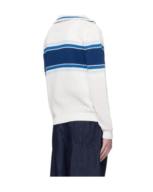 Casablanca Blue Mesh Stripe Knitted Jacket for men