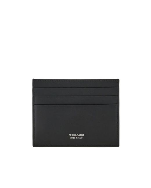 Ferragamo Black Gancini Credit Card Holder for men