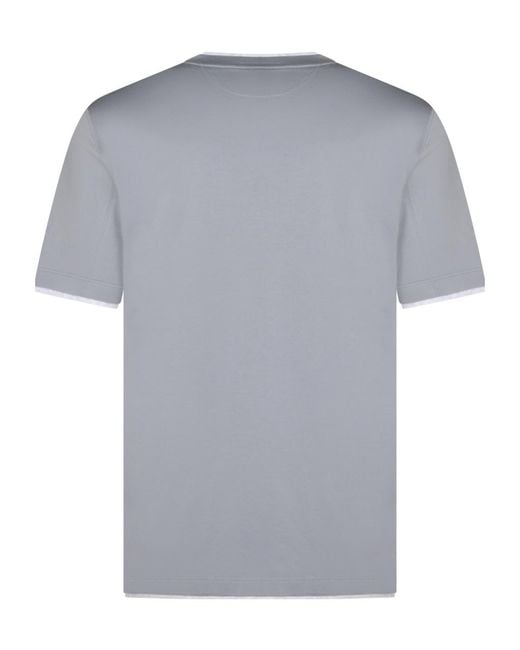 Brunello Cucinelli Gray Layered-Effect Crewneck T-Shirt for men