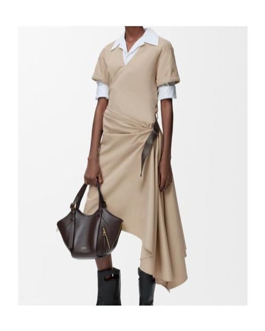 Loewe Natural V-Neck Asymmetric Belted Dress