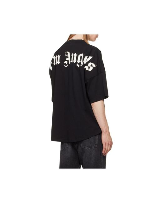 Palm Angels Black Logo Printed Crewneck T-Shirt for men
