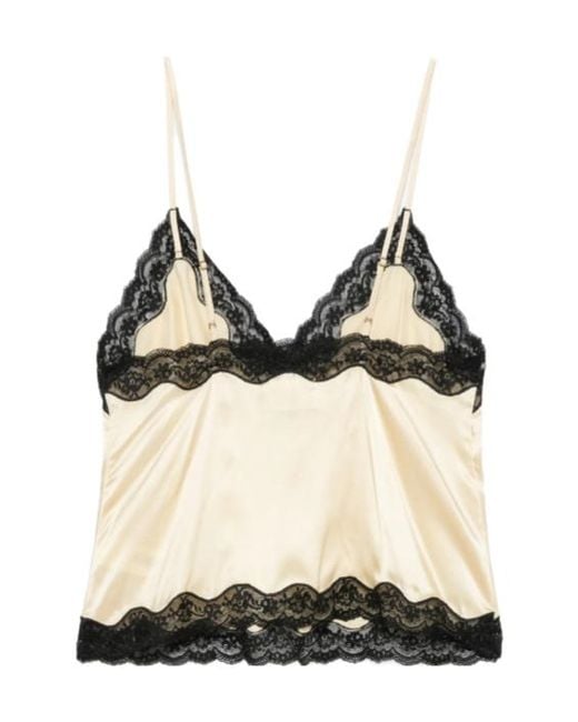 ROTATE BIRGER CHRISTENSEN Natural Lace-Trim Camisole Top