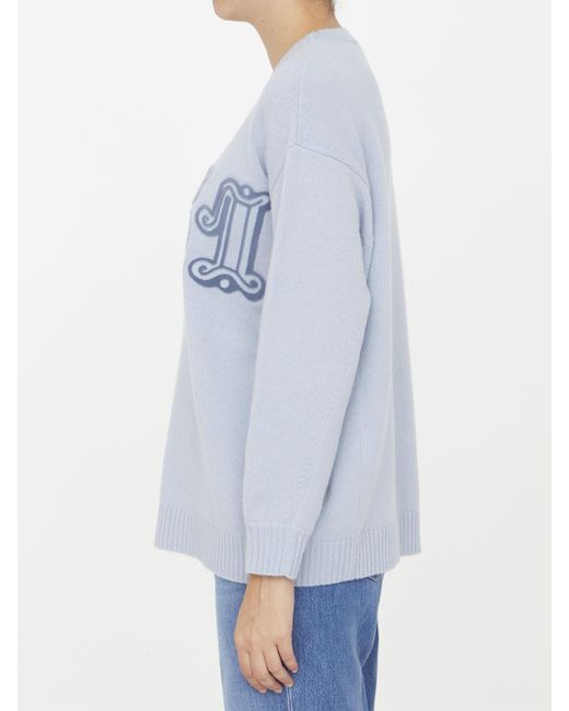 Max Mara Blue Crewneck Long-Sleeved Jumper