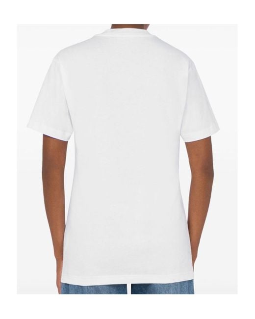 Moschino White Logo Printed Crewneck T-Shirt