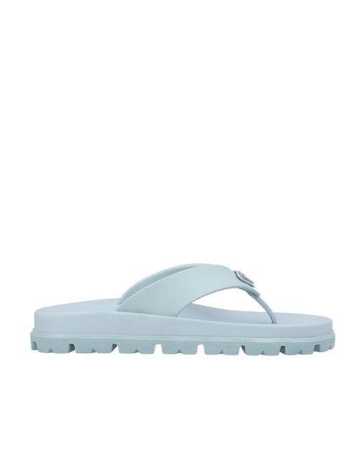 Prada Blue Rubber Thong Sandals